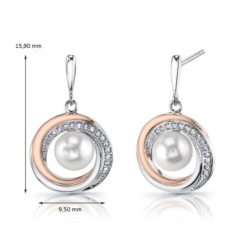 Ohrringe bicolor mit Perle und Zirkonia 8981