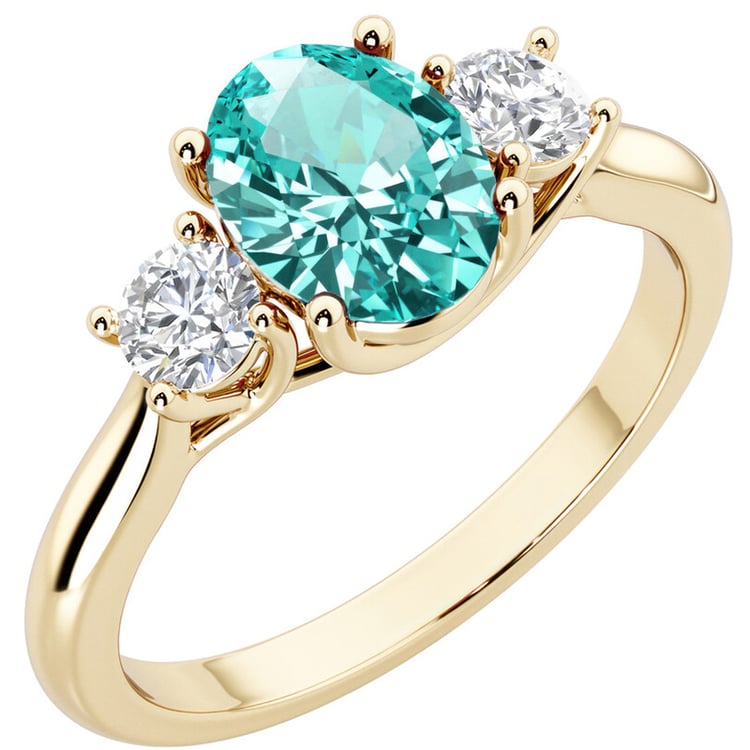 Goldener Ring mit einem Lab Grown Paraiba Turmalin und Diamanten Brink 146448