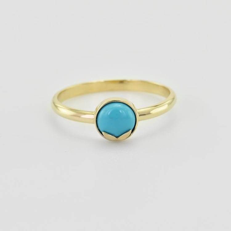 Goldener Ring mit Cabochon-Türkis Yana 40575