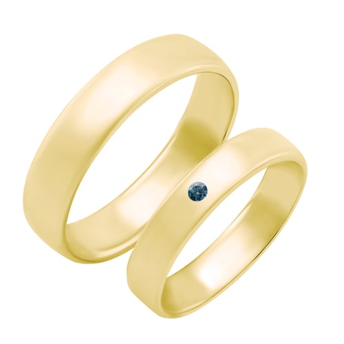 Klassische Trauringe aus Gold mit blauem Diamant Zavala