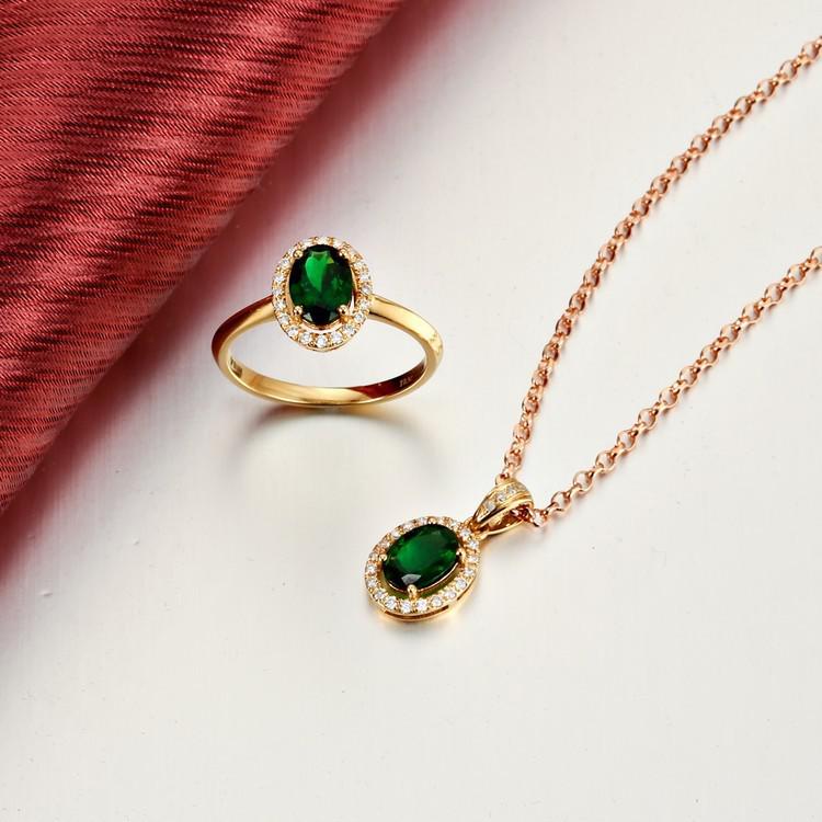 Goldene Kolektion mit Tsavorit Granat Kathy 4704