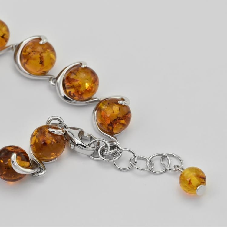 Wunderschönes Silberarmband mit Bernstein Kamea 28391