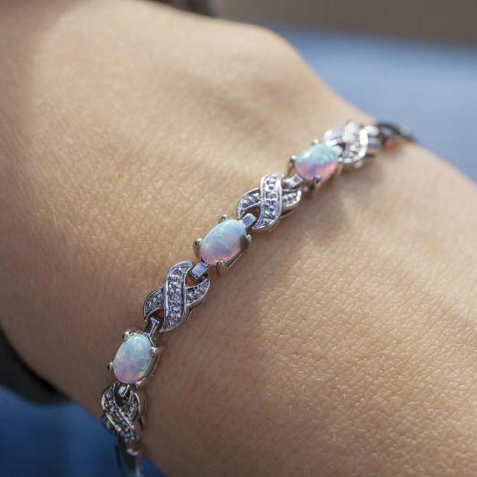 Silberarmband mit Opalen Clio 14597