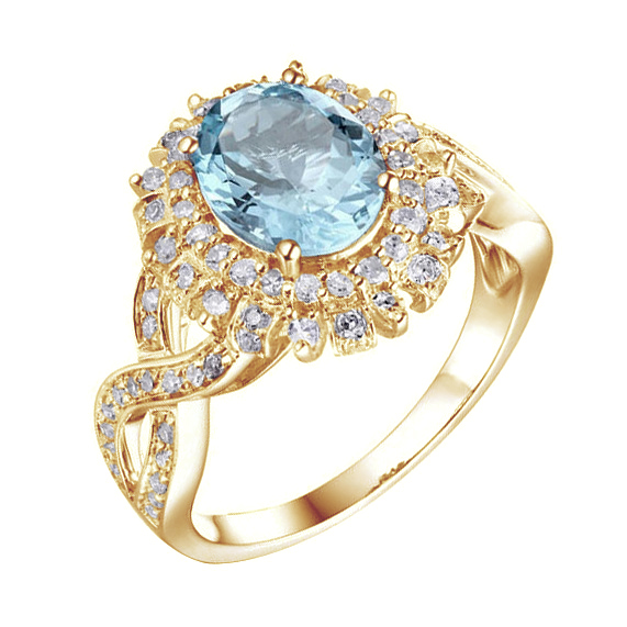 Goldener Ring mit Aquamarin und Diamanten Uara 82364