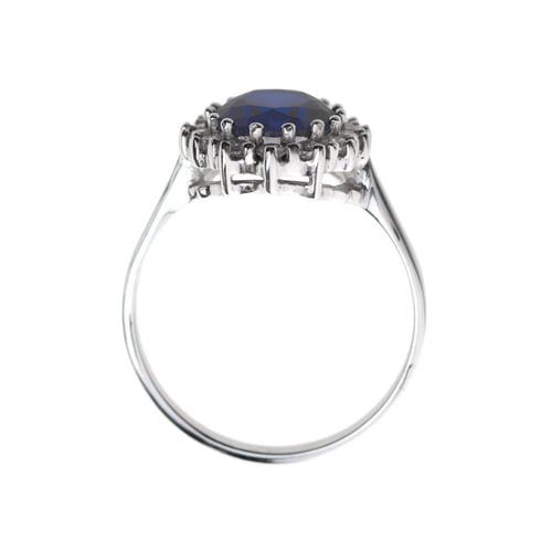 Eleganter Halo Verlobungsring mit Saphir und Diamanten Chrys