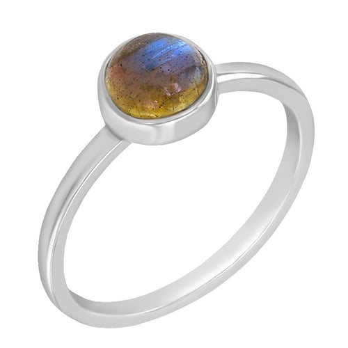 Goldener minimalistischer Ring mit Labradorit Stowy
