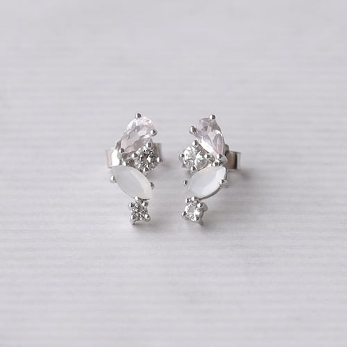 Schmuckset in Silber mit Topas, Rosenquarz und Mondstein Moby