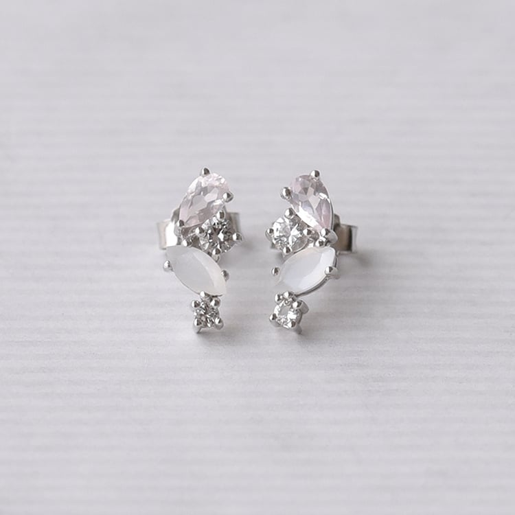 Schmuckset in Silber mit Topas, Rosenquarz und Mondstein Moby 72659