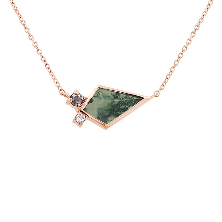 Halskette mit Moosachat, Diamant und Moissanit Milly 135191