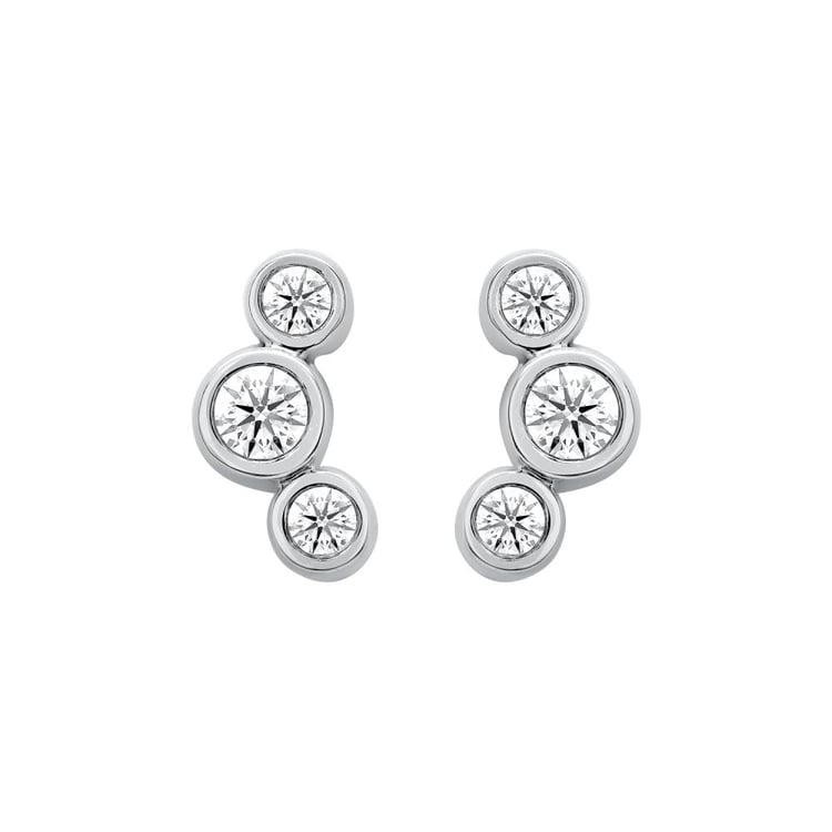 Moderne silberne Ohrringe mit runden Lab Grown Diamanten Ebba 159516