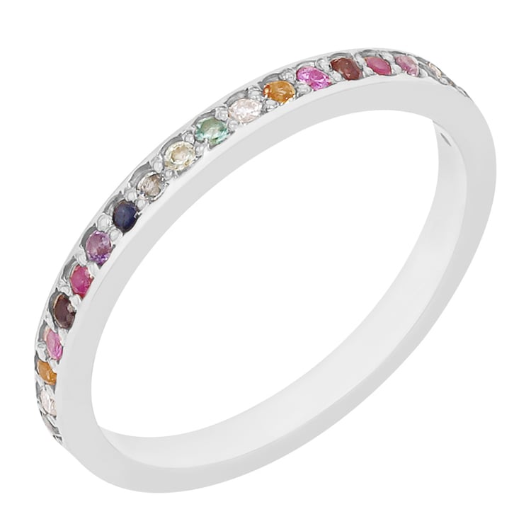 Goldener Eternity-Ring mit Edelsteinen in Regenbogenfarben Mewya 82613