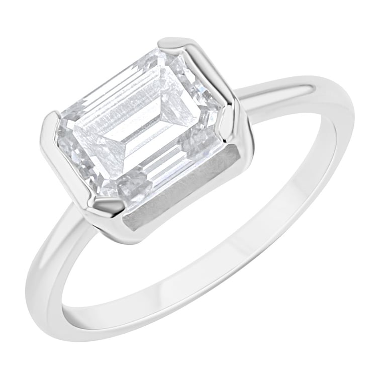 Goldring mit Halblünette Lab Grown Diamanten in Emerald-Form Pompeia 164685