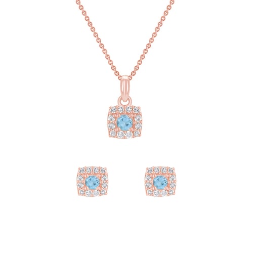 Schmuckset mit Aquamarinen und Diamanten Brisa