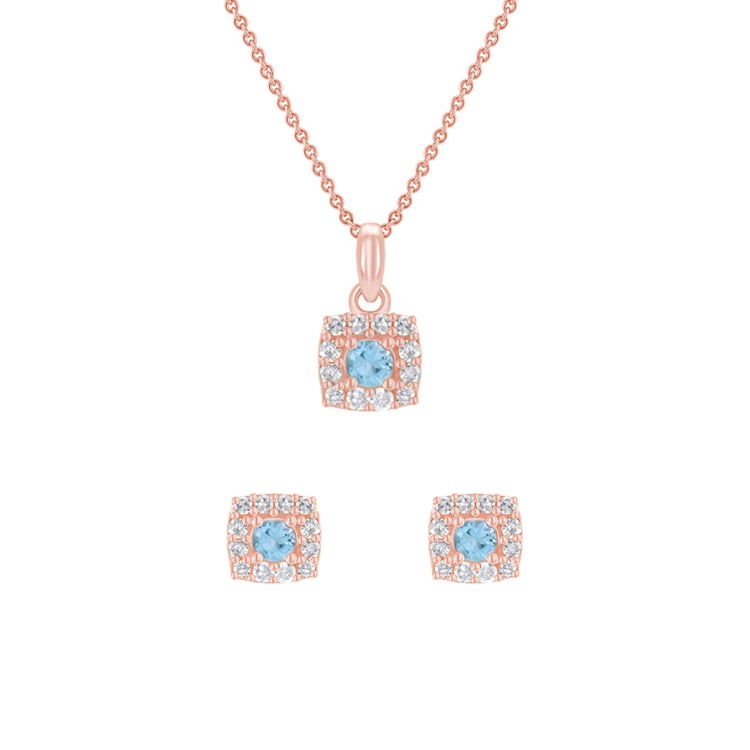 Schmuckset mit Aquamarinen und Diamanten Brisa 86948