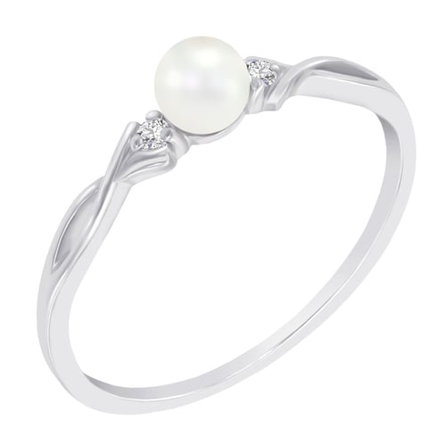 Eleganter Silberring mit einer Perle und Lab Grown Diamanten Azana