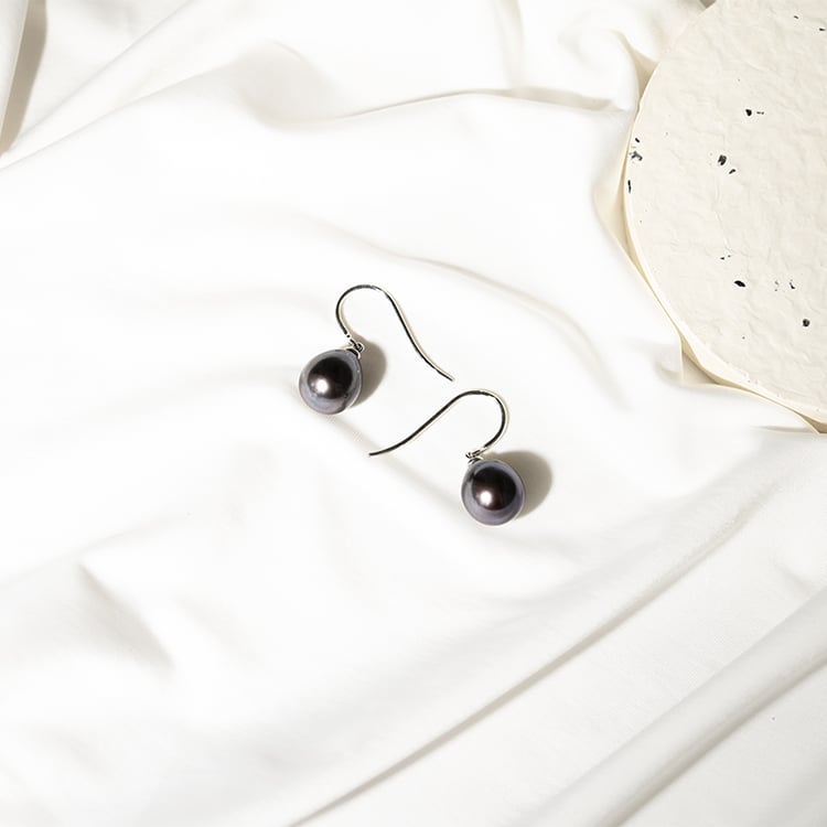 Ohrhänger mit schwarzen Tropfen-Perlen Parveen 129766