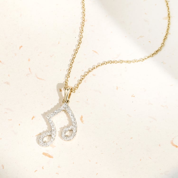 Anhänger aus Gold mit Lab Grown Diamanten in Form einer Note 164908