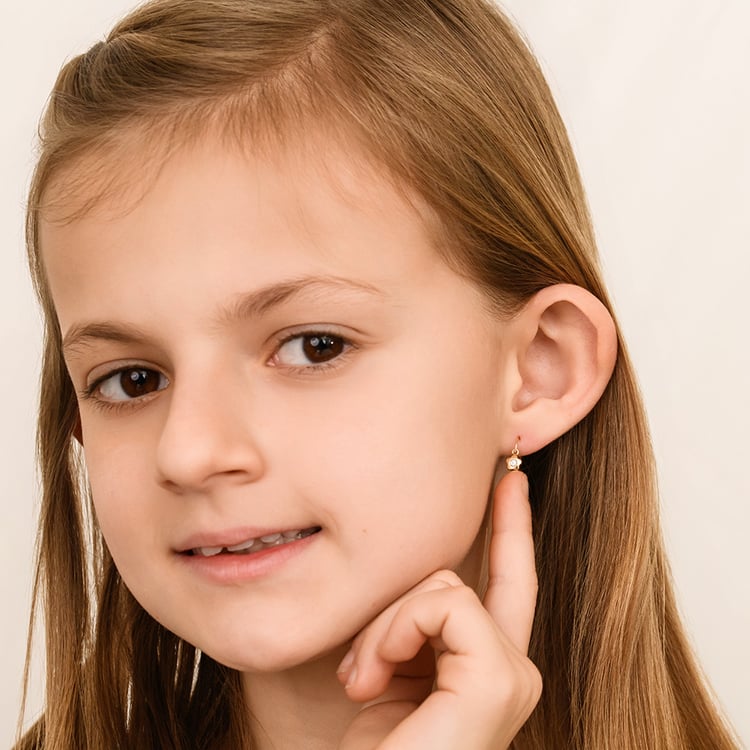 Goldene Kinder-Ohrringe mit Blume Lily 164345