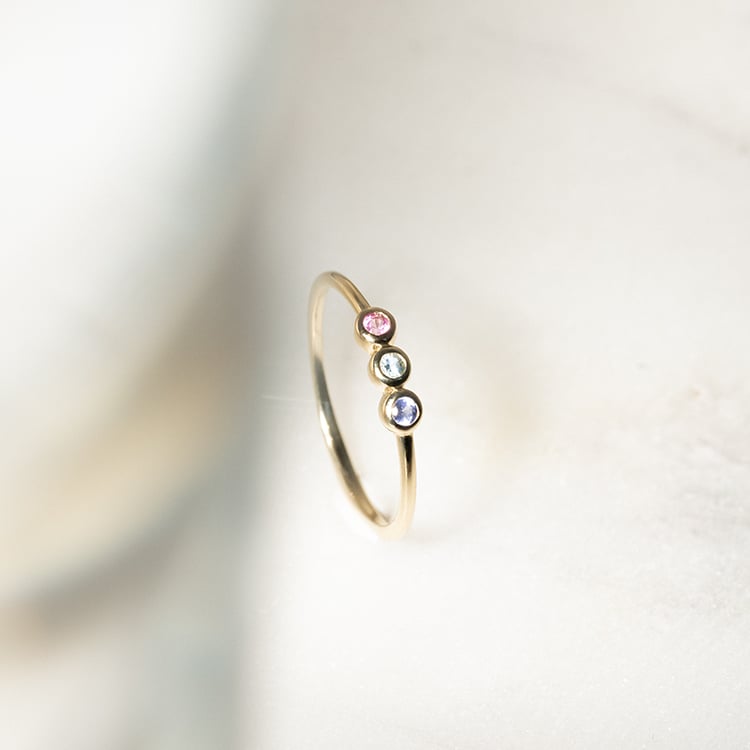 Goldener Ring mit Turmalin, Aquamarin and Tansanit Dania 134393