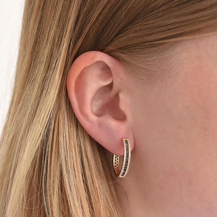 Ringohrringe mit schwarzen und weißen Diamanten Brittany 84450