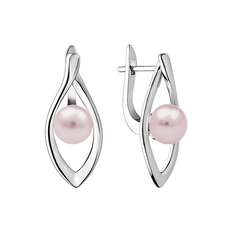 Silberne Ohrringe mit lavendelfarbenen Perlen Carina