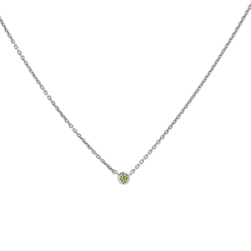 Silberne minimalistische Kette mit einem grünen Saphir Glosie