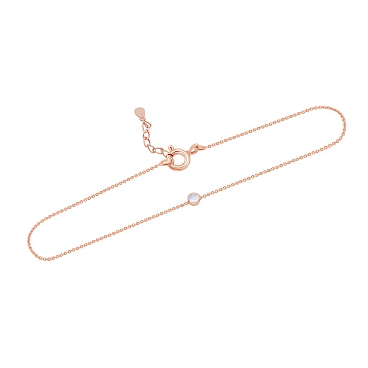 Silbernes minimalistisches Armband mit Mondstein Bonato