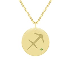 Goldener Anhänger mit Sternzeichen und Olivin Schütze