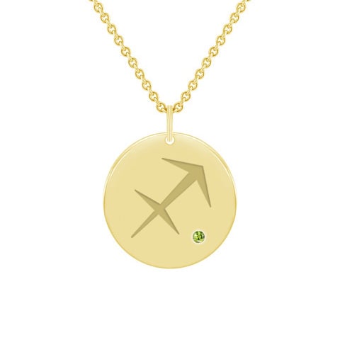 Goldener Anhänger mit Sternzeichen und Olivin Schütze