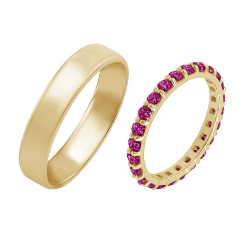 Eternity Ehering mit Rubinen und Herren Komfort Ring Brites