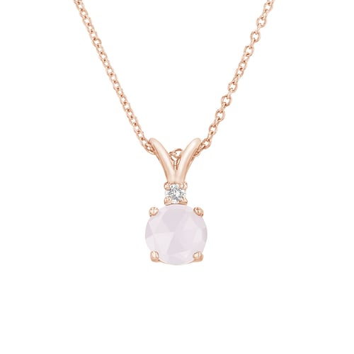 Goldener Anhänger mit Rosenquarz und Diamant Timotei