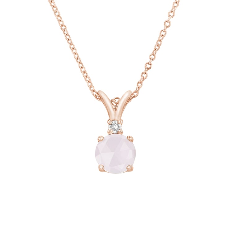 Goldener Anhänger mit Rosenquarz und Diamant Timotei 79712