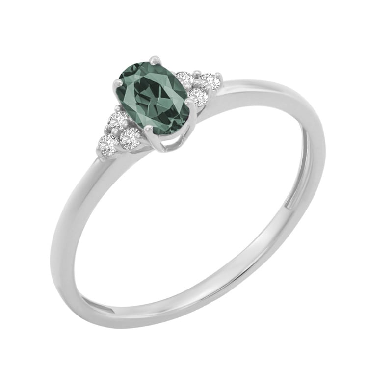 Verlobungsring mit einem natürlichen Alexandrit und Diamanten Sheldo