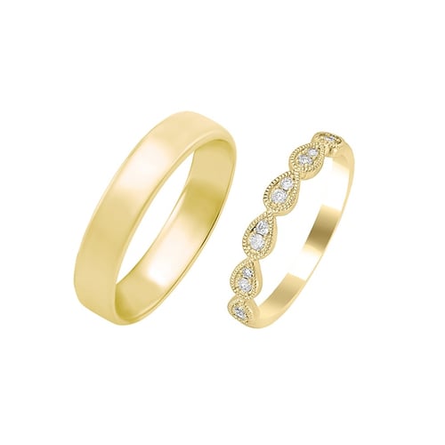 Eheringe aus einem Vintage-Ring mit Lab Grown Diamanten und einem Komfort-Ring Lacy