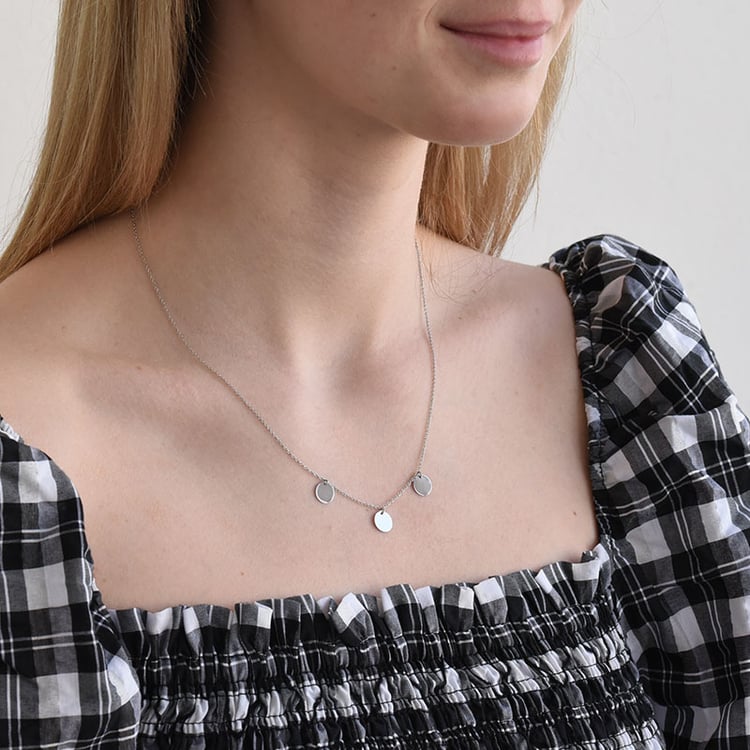 Silberne Kette mit kleinen runden Plättchen mit Gravur William 111535