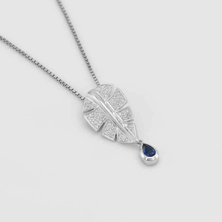 Silberne Halskette in Form eines Blattes Yaiza 50042