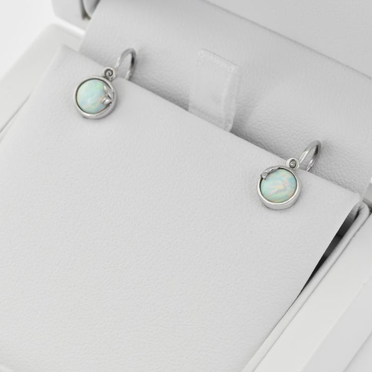 Kinderohrringe aus Gold mit weissen Opalen Yona 30505