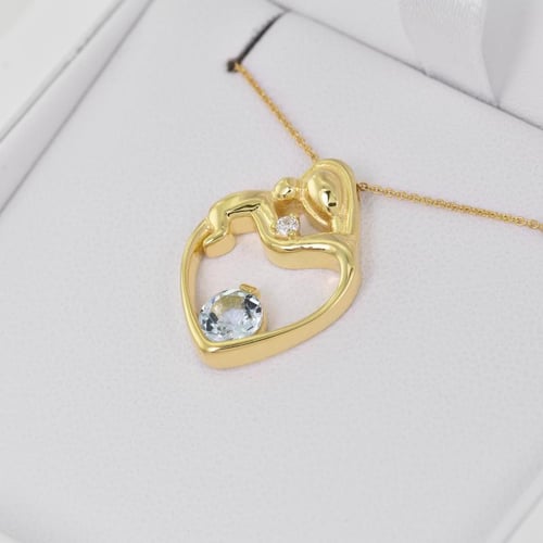 Anhänger Mutter und Kind mit Aquamarine und Diamant Ella