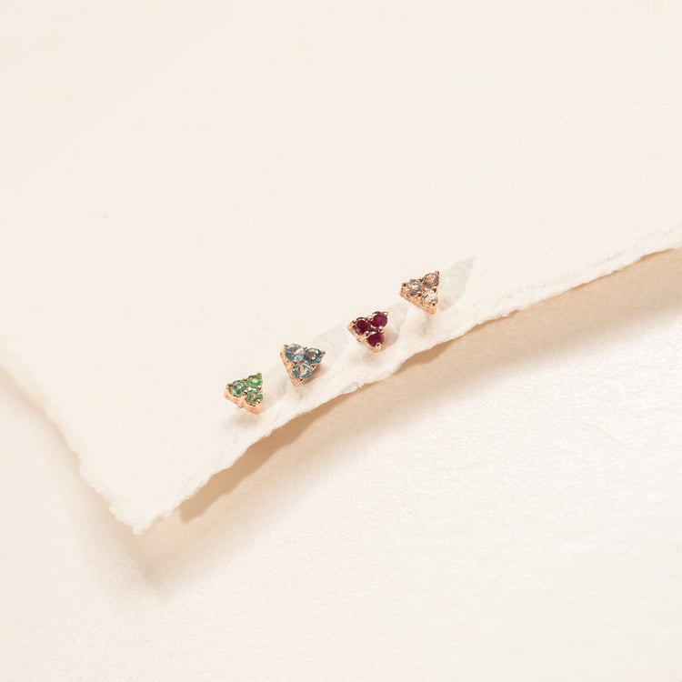 Goldener Piercing Ohrstecker mit Aquamarinen Masha 138321