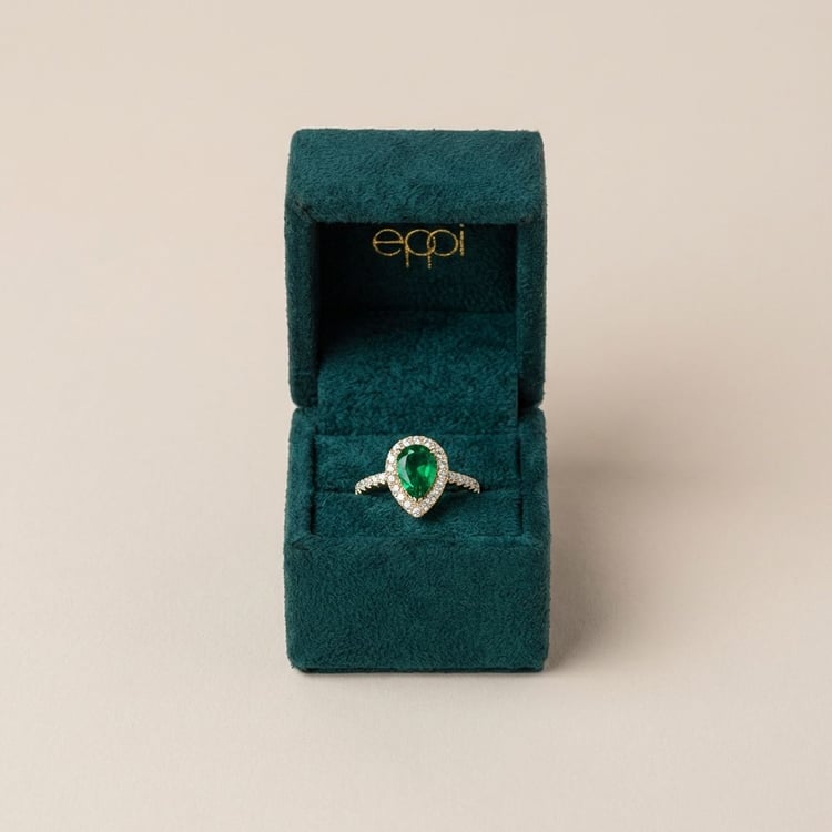 Scheidungsring mit Lab Grown Smaragd in Tropfenform und Diamanten Peter 165571