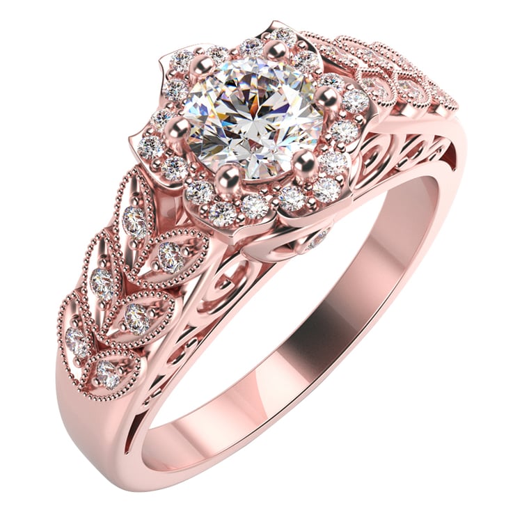 Goldener Diamantring im floralen Vintage-Stil Del 28672