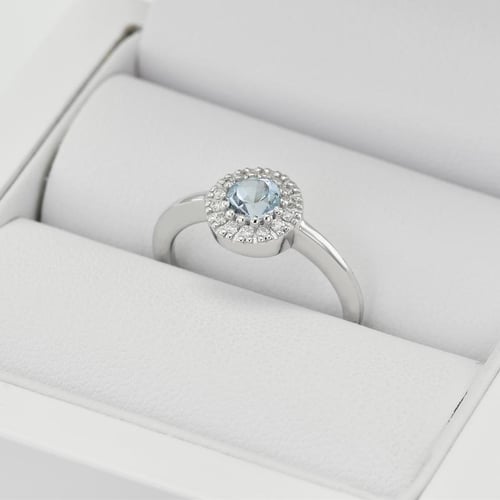 Goldener Verlobungsring mit Aquamarin Tafne