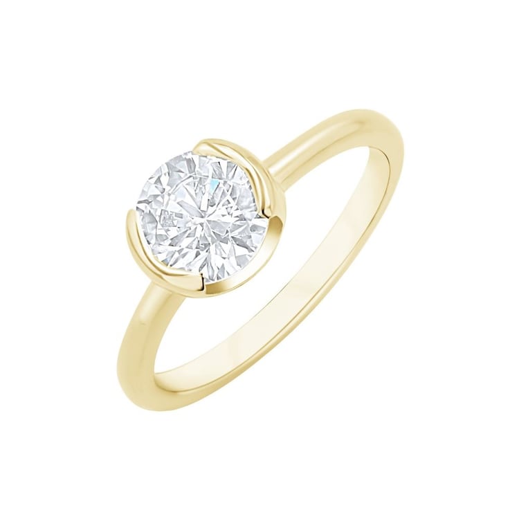 Goldring mit Halblünette natürlichem Diamanten Agrippa