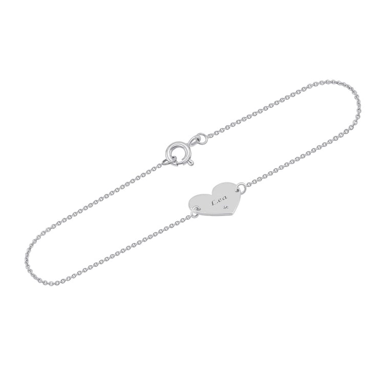 Goldarmband in Herzform mit Diamant und Gravur Nikole