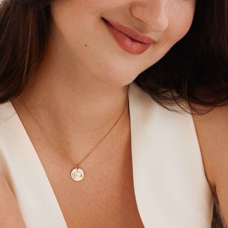 Goldener Anhänger Der Kleine Prinz mit Fuchs und Gravur 157464