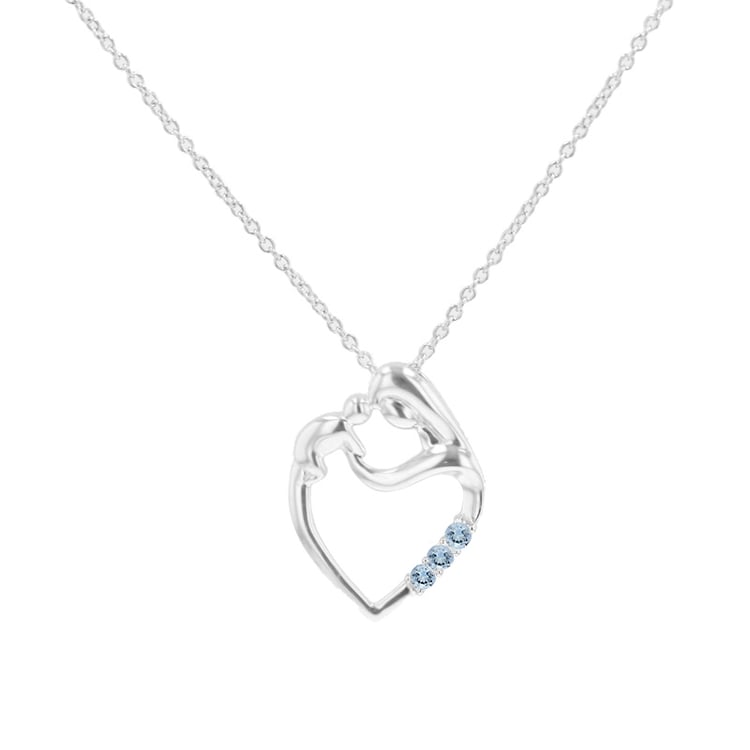 Silberner Anhänger Mutter und Kind mit Aquamarin Eisa