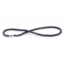 Goldene Perlenkette mit schwarzen 6-6.50 mm Perlen Elodie