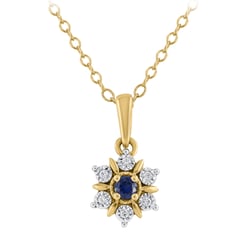 Eleganter Anhänger in Blütenform mit Saphir und Lab Grown Diamanten Aarav