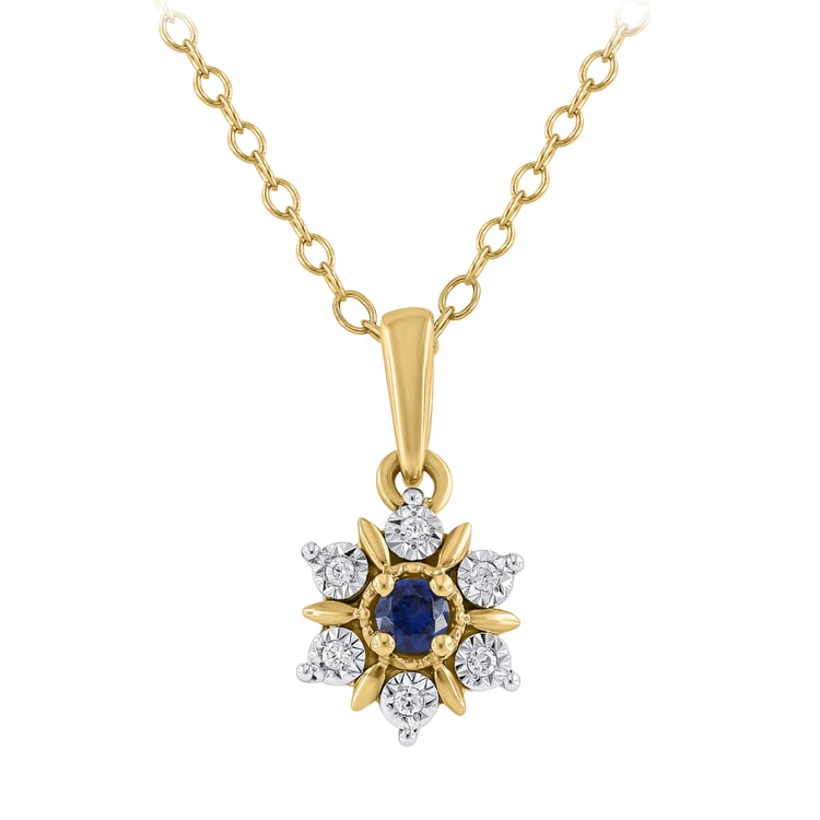 Eleganter Anhänger in Blütenform mit Saphir und Lab Grown Diamanten Aarav