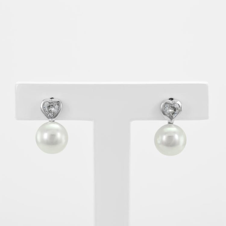 Perlen und Zirkonia Ohrringe 3099